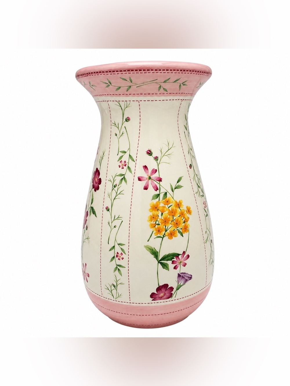 Laura Ashley FTD Home Pottery Ceramic Vase With Beautiful Floral Motif